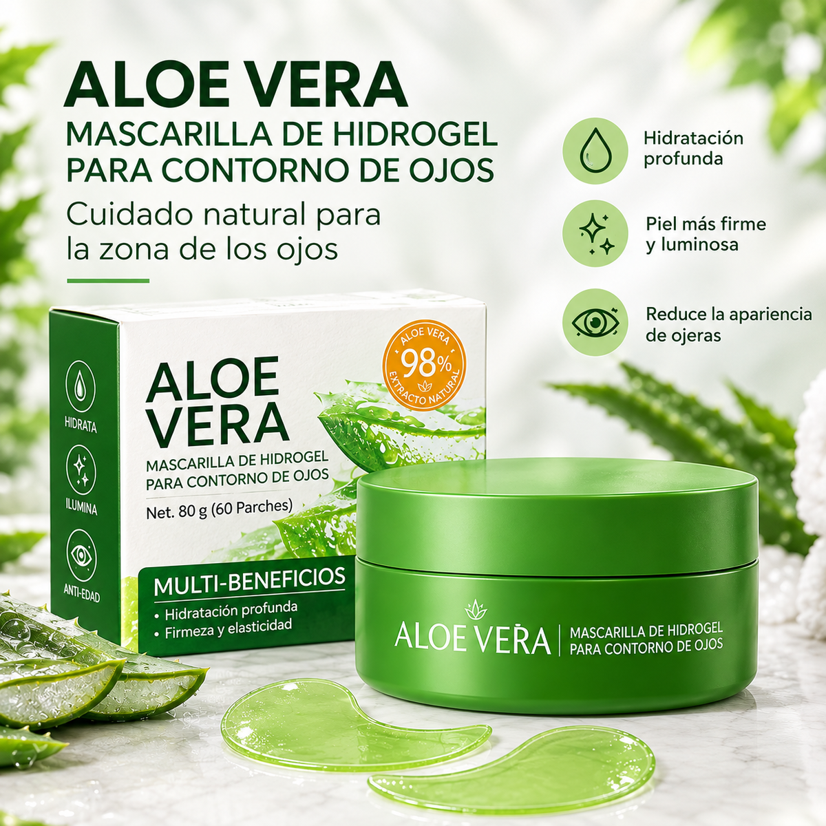 OJELUME™ Parches de hidrogel para ojeras con Aloe Vera