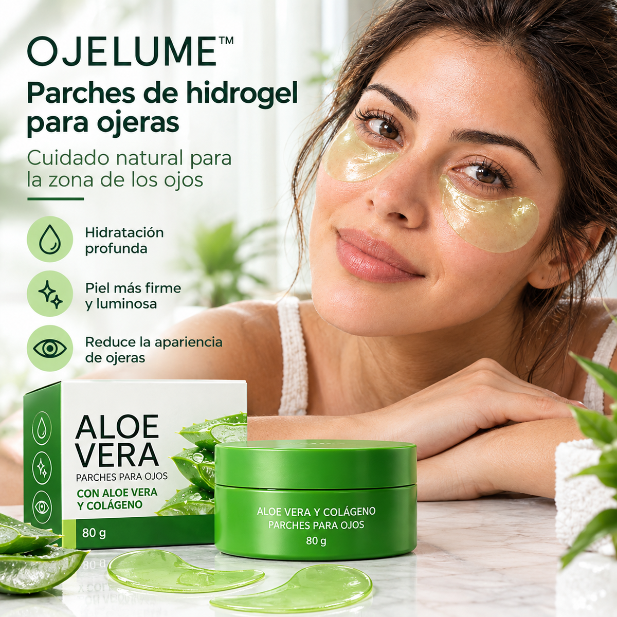 OJELUME™  Parches de hidrogel para ojeras con Aloe Vera